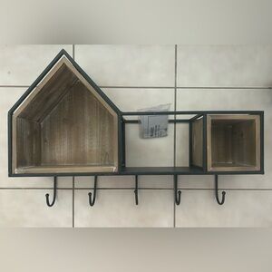 Cost Plus World Market Geometric Black and Brown Wall Shelf